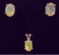 Facetted Opal Pendant and Earrings Set - RW-CD20-E0006