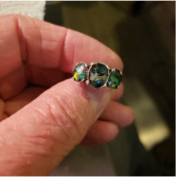 Three Crown Opal Chip Mosaic Inlay Ring - CD20-CR0005