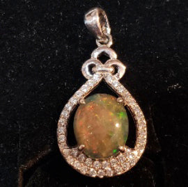 Crystal Boulder Opal Pendant with Accent Stones - orci20-P0002