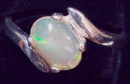 Bright Multi-Colour Opal Ring in Silver Band - CD20-R001